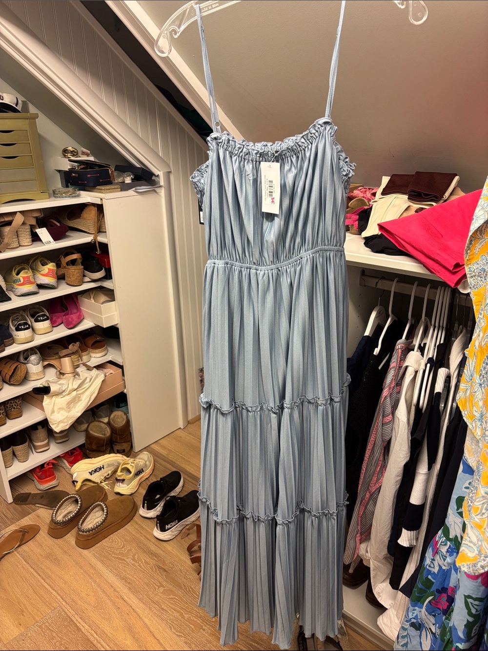 Wishlist Light Blue Tiered Maxi Dress with Adjustable Straps size large